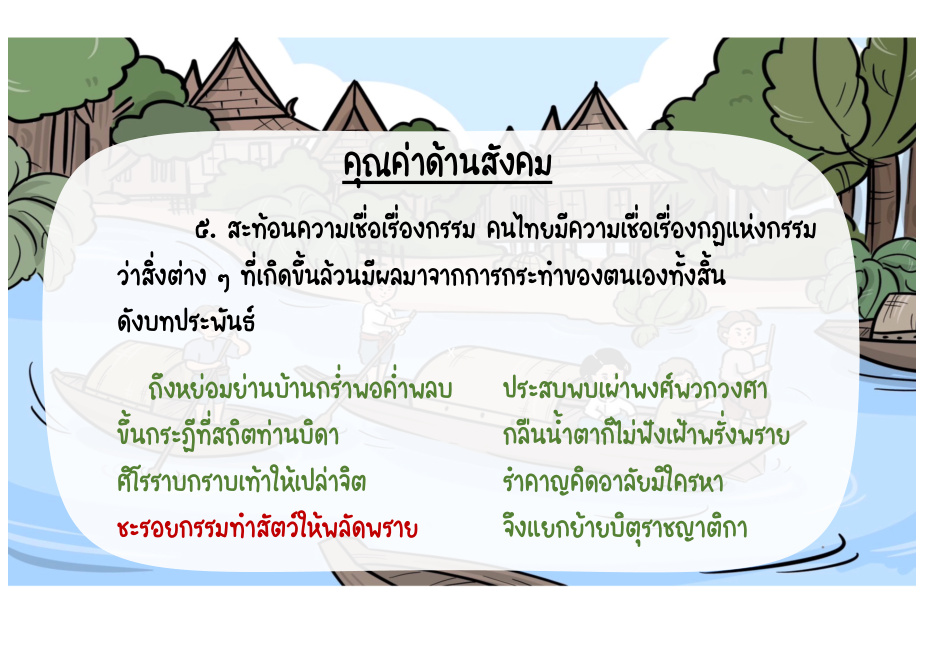 คุณค่าด้านสังคม: ความเชื่อเรื่องกรรม